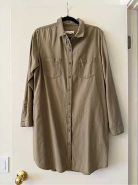 Treasure & Bond Olive Green Shirt Dress L